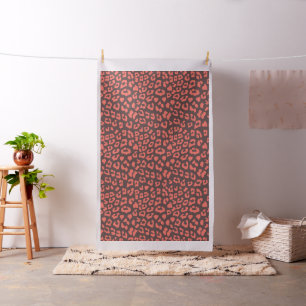 Koralle Braun Leopardendruck Stoff