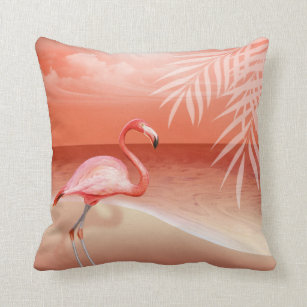 Koralle der Flamingo-Strand-Hochzeit   Kissen