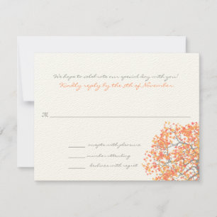 Koralle Grau Baum Monogramm Antwortkarte RSVP Karte