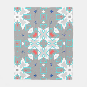 Koralle Grau Mandala-Muster   Geometrisches Floral Fleecedecke