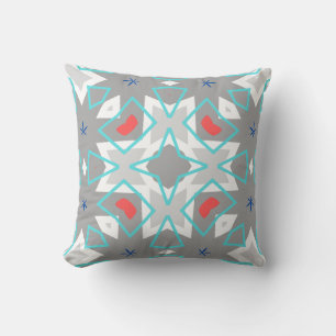 Koralle Grau Mandala-Muster Geometrisches Floral Kissen