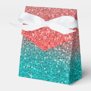 Koralle Melone Orange Türkis Aqua Grün Funkelnder  Geschenkschachtel