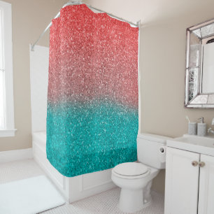 Koralle Melone Orange Türkis Aquagrün Funkelnder G Duschvorhang