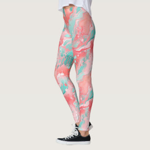 Koralle Minze Acryl Leggings
