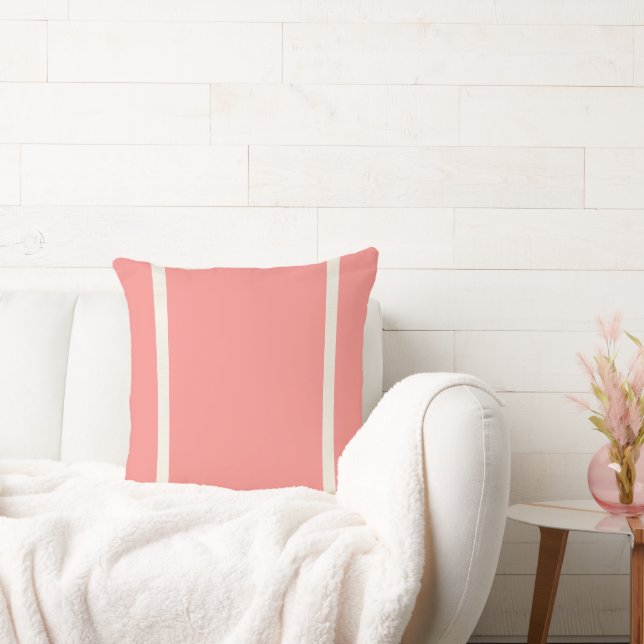 Koralle mit Cream Sailor Stripe Kissen (Liege)
