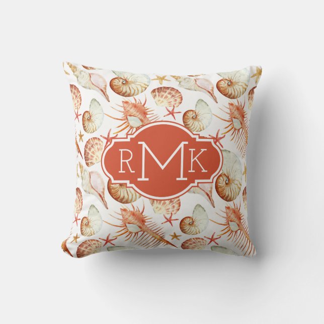 Koralle mit Monogramm des Muschel-u. Kissen (Vorderseite)
