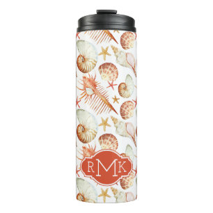 Koralle mit Monogramm des Muschel-u. Thermosbecher