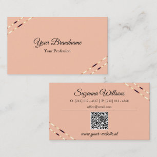 Koralle mit Roségold-Linien und QR-Code Elegant Visitenkarte