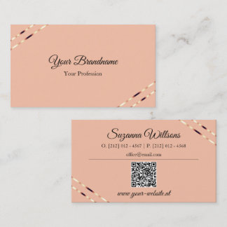 Koralle mit Roségold-Linien und QR-Code Elegant Visitenkarte