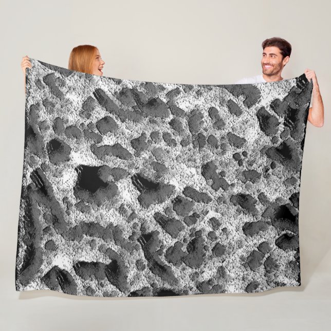 Koralle mit schwarz-weiß rundem Kissen Fleecedecke (Beispiel)