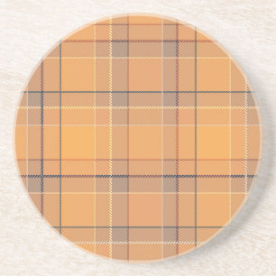 Koralle, orange, brauner Tartan kariert. Getränkeuntersetzer