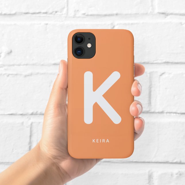 Koralle Orange Monogramm Handyhülle Case-Mate iPhone Hülle (Von Creator hochgeladen)