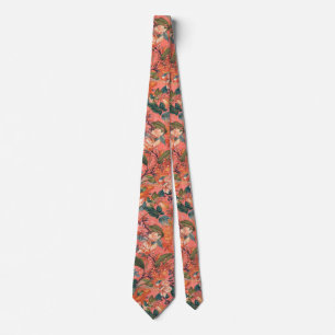 Koralle orange Wasserfarbe floral Sommer Muster Krawatte