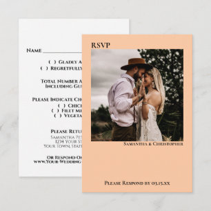 Koralle-Pfirsich Einfache Minimalistische Foto-Hoc RSVP Karte