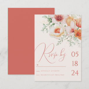 Koralle Pfirsich Frühling Sommer Blumen Orange Hoc RSVP Karte