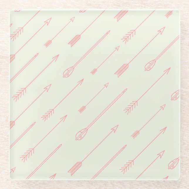 Koralle umrissenes Pfeil-Muster Glasuntersetzer (Vorderseite)