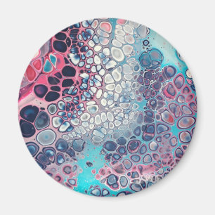 Koralle und Aqua Acryl Guss Farbige Abstraktion Magnet