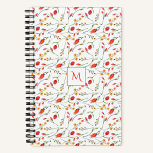 Koralle und Gelbflormonogramm MagnetNotepad Notizbuch