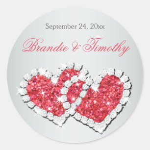 Koralle und Grau 1,5", runder Hochzeitsticker Aufkleber