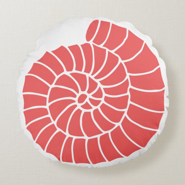 Koralle und Seashell der Marine Rundes Kissen (Vorderseite)