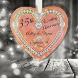 Koralle zum 35. Hochzeitstag | Diamanten Keepake Ornament<br><div class="desc">Elegante Imitate (gedruckt) Diamanten und Korallen 35. Hochzeitstag Jubiläum Sake Foto-Design von Holiday Hearts Designs (Rechte vorbehalten). Vorlagenfelder werden für Sie zur Personalisierung mit Ihren Namen, Jubiläum und Datum zur Verfügung gestellt. Schriftart-Stile, -Größen und -Positionierung können über die Schaltfläche "Anpassen" angepasst werden. Wie bereits erwähnt, sind alle Effekte (Diamanten und...</div>