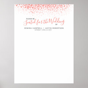 Korallen abstrakte Aquarell-DIY-Hochzeitstischplan Poster