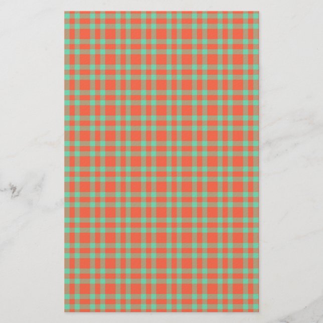 Korallen-Aquamarin-Karomuster Briefpapier (Vorderseite)