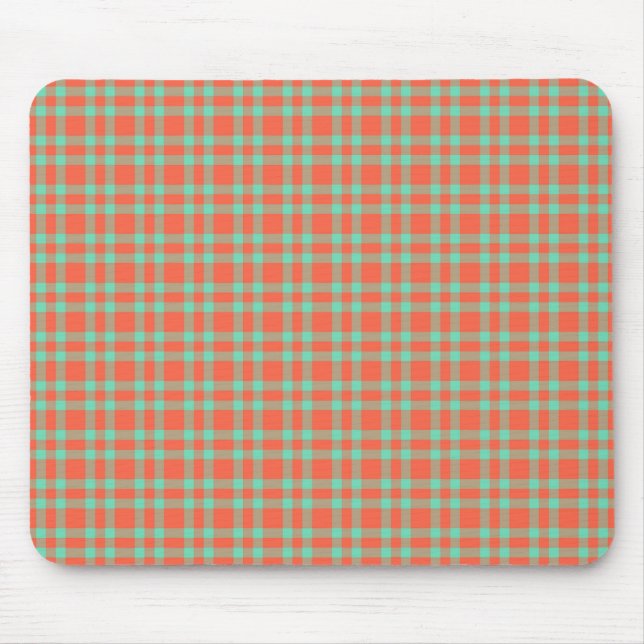 Korallen-Aquamarin-Karomuster Mousepad (Vorne)