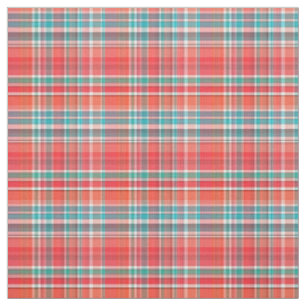 Korallen, Aquamarin, Weiße Preppy Madras Style Ka Stoff