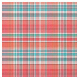 Korallen, Aquamarin, Weiße Preppy Madras Style Kar Stoff