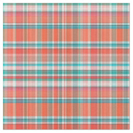 Korallen, Aquamarin, Weiße Preppy Madras Style Kar Stoff