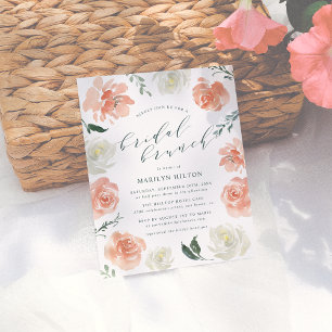 Korallen-Aquarell-Blumen-Hochzeits-Brunch-Dusche Einladungspostkarte