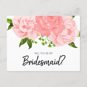 Korallen-Aquarell-Blumen-Postkarte: Sei meine Brau Einladungspostkarte
