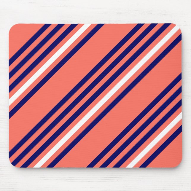 Korallen, blau und weiß fünf Streifen Muster Mousepad (Vorne)