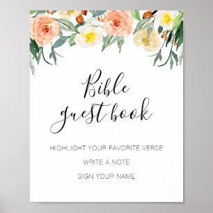 Korallen Blumen Bibel Gästebuch Hochzeits-Schild