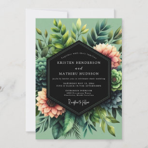Korallen Botanische Hochzeit Einladung