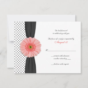 Korallen-Daisy-Polka-Dot-Band RSVP-Karte RSVP Karte