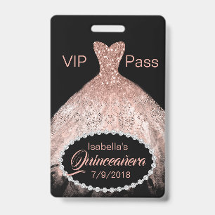 Korallen Glitter Kleid Quinceañera VIP-Party-Abzei Ausweis