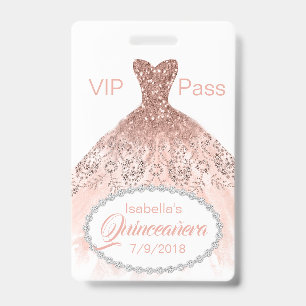 Korallen Glitter Kleid Quinceañera VIP-Party-Abzei Ausweis