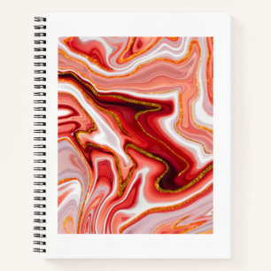 Korallen-Gold-Abstrakt-Marmor-Fluid-Kunst Notizbuch