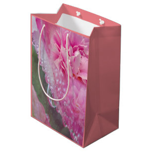 Korallen, Gras & Peony-pink Blüten Mittlere Gesche Geschenktüte