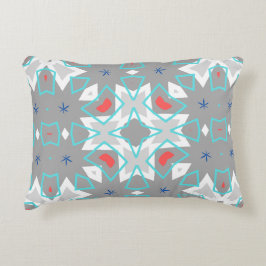 Korallen-Grau-Mandala-Muster | Geometrisch Floral Dekokissen
