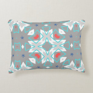 Korallen-Grau-Mandala-Muster   Geometrisch Floral  Dekokissen