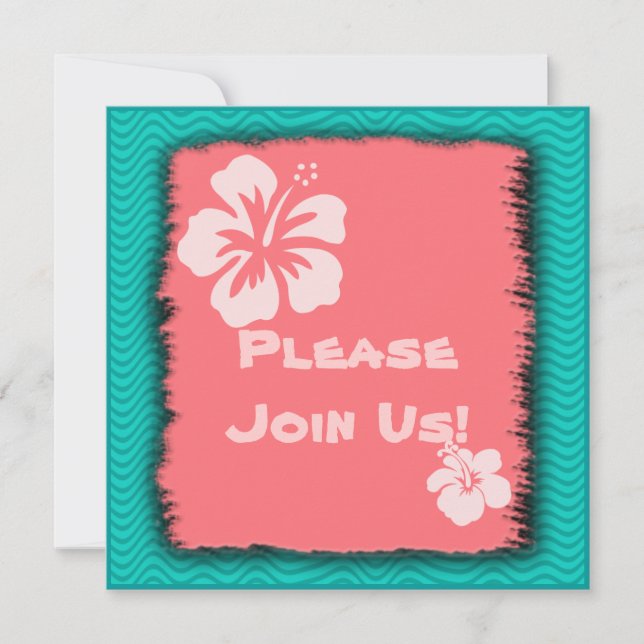 Korallen, Hibiskus Tropical gefallen individuelle  Einladung (Vorderseite)