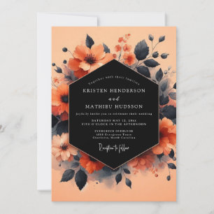 Korallen-Holzkohle-Vesper-Hochzeit Einladung