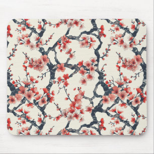 Korallen-Kirschblüten-Zweige Elfenbein Asiatisches Mousepad