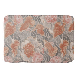 Korallen-Koi-Chinoiserie-Blumenmuster Badematte