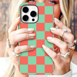 Korallen-Minz-Karo iPhone 16 Pro Max Hülle