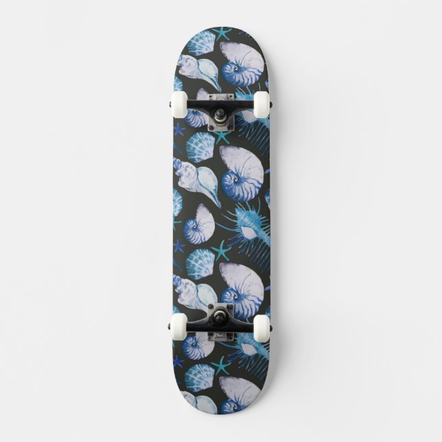 Korallen mit Muschel-Muster Skateboard (Vorderseite)