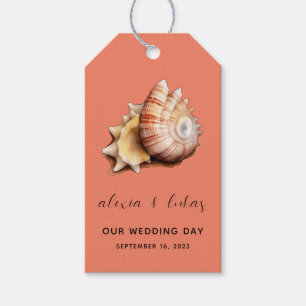 Korallen mit Muschel "Unser Hochzeitstag" Geschenk Geschenkanhänger